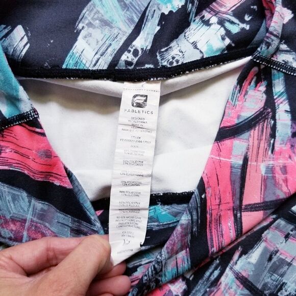 Fabletics leggings brush stroke colorful teal pink - Picture 4 of 7